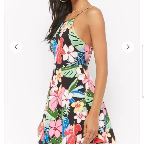 Tropical Floral Fit & Flare Mini Dress - Picture 2 of 4